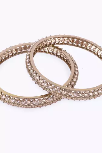 Traditional astonish round shape gold plated brown stone set of 2 bangles for women
