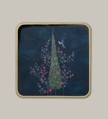Pichwai Wooden Coasters Set of 6 with Stand 4