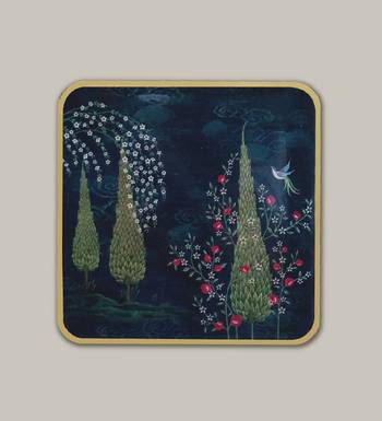 Pichwai Wooden Coasters Set of 6 with Stand 5