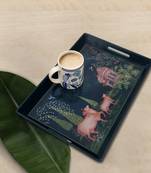 Pichwai Wood Serving Tray with Handles - Large