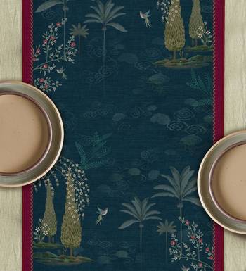 Pichwai Nathdwara Table Runner - Aqua 1