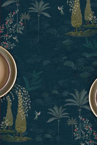 Pichwai Nathdwara Table Runner - Aqua
