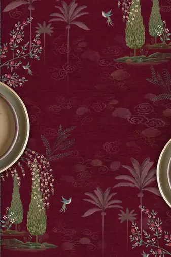 Pichwai Nathdwara Table Runner - Ruby
