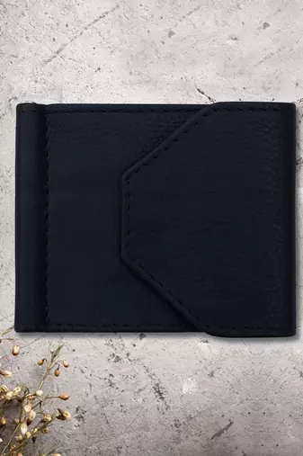 Clé Small-Grain Black Leather Multi Function Men’s Wallet