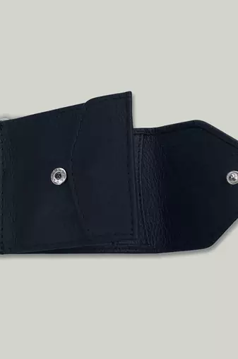 Cl   Small-Grain Black Leather Multi Function Men   s Wallet