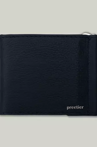 Cl   Small-Grain Black Leather Multi Function Men   s Wallet