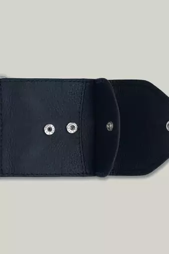 Cl   Small-Grain Black Leather Multi Function Men   s Wallet