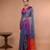 Sky Blue Blended Silk Saree With Broad Purple Border