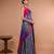 Sky Blue Blended Silk Saree With Broad Purple Border