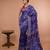 Blue Bhagalpuri Silk With White Floral Printed saree with running blouse piece
