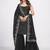 Black mirror work kurta with embroidered dupatta and georgette sharara set