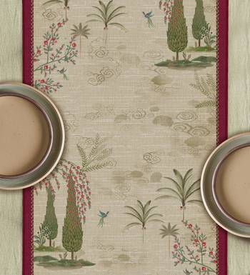 Beige Pichwai Table Runner Online | Elegant Handmade Table Linen 2