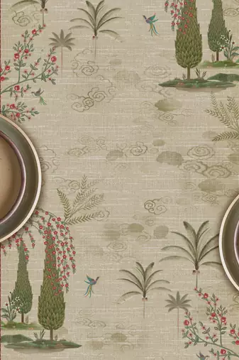 Beige Pichwai Table Runner Online | Elegant Handmade Table Linen