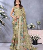 Mehendi woven cotton silk saree with blouse piece