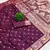 Wine soft banarasi silk saree with zari weaving meenakari design