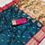 Teal blue  faux banarasi silk saree with paithani rich weaved pallu and blouse