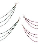 Traditional modish 3 string long chain gold plated combo set of 2 ear-chain(kaanchain) for women