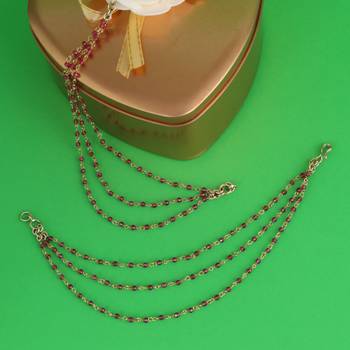 Traditional modish 3 string long chain gold plated combo set of 2 ear-chain(kaanchain) for women 2