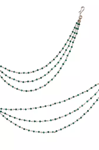 Traditional modish 3 string long chain gold plated combo set of 2 ear-chain(kaanchain) for women