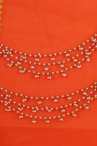 Inspired pearl 3 string gold plated set of 2 combo ear-chain(kaan chain) for women