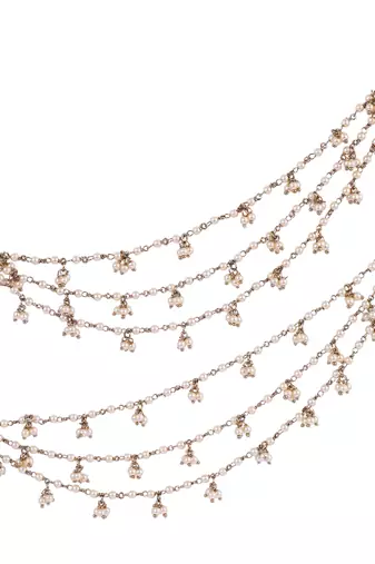 Inspired pearl 3 string gold plated set of 2 combo ear-chain(kaan chain) for women