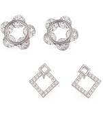 Desirable round shape silver plated combo set of 2 stud earring for women