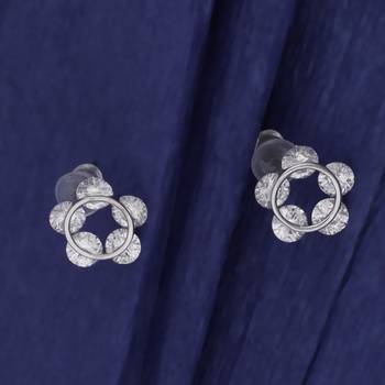 Desirable round shape silver plated combo set of 2 stud earring for women 2