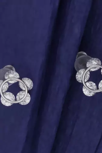 Desirable round shape silver plated combo set of 2 stud earring for women