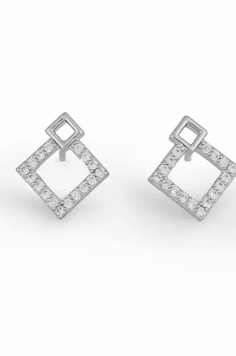 Desirable round shape silver plated combo set of 2 stud earring for women