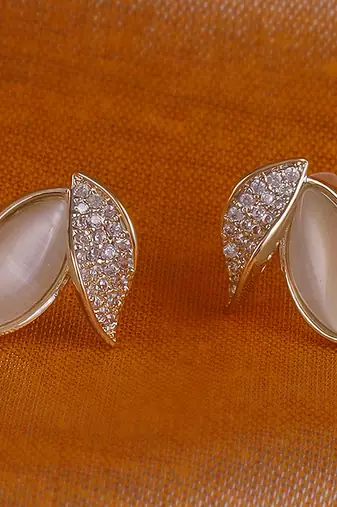Embedded circle swan silver plated combo set of 2 stud earring for women