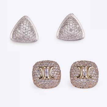Crystal letter x charm gold plated combo set of 2 stud earring for women 1