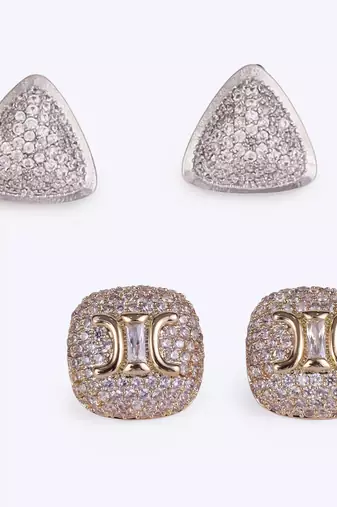 Crystal letter x charm gold plated combo set of 2 stud earring for women