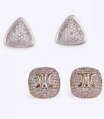 Crystal letter x charm gold plated combo set of 2 stud earring for women