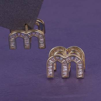 Crystal letter m charm gold plated combo set of 2 stud earring for women 2