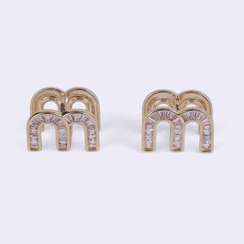 Crystal letter m charm gold plated combo set of 2 stud earring for women 4