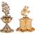 Traditional leaf flower and elephant design antique gold plated brass set of 2 combo sindoor dani/dibbi for women