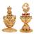 Traditional laxmi and peacock design gold plated brass set of 2 combo sindoor dani/dibbi for women