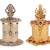 Traditional laxmi design antique gold plated brass set of 2 combo sindoor dani/dibbi for women
