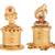 Traditional leaf and peacock and paisley gold plated brass set of 2 combo sindoor dani/dibbi for women