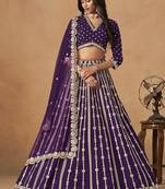 Embroidered Purple Art Silk Designer Long Lehenga Choli