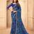 Blue Chiffon Floral Printed Sari,Saree With Unstitched Blouse Piece