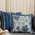 Blue Cotton Blend Cushion Cover, Floral Pillow 16x16, Decorative Cushion, Sofa Decor, Housewarming Gift