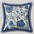 Blue Cotton Blend Cushion Cover, Floral Pillow 16x16, Decorative Cushion, Sofa Decor, Housewarming Gift