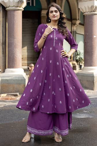 Women Heavy Rayon Kurta With Palazzo