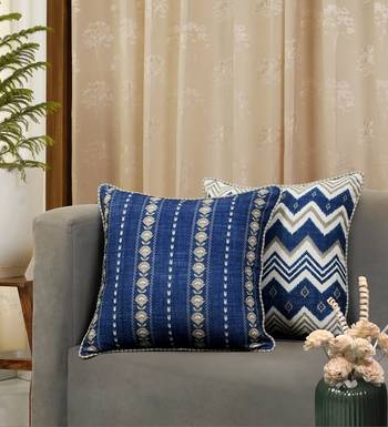 Buta Print Throw Cushion Cover: Poly Slub Linen Cushion, 18x18 1