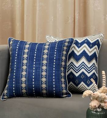 Buta Print Throw Cushion Cover: Poly Slub Linen Cushion, 18x18 3