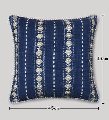Buta Print Throw Cushion Cover: Poly Slub Linen Cushion, 18x18 6
