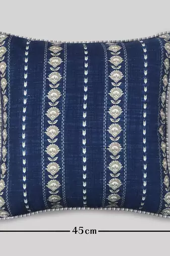 Buta Print Throw Cushion Cover: Poly Slub Linen Cushion, 18x18