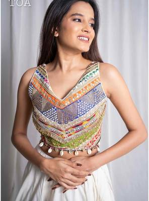 white embroidered cotton Lehenga with blouse 2