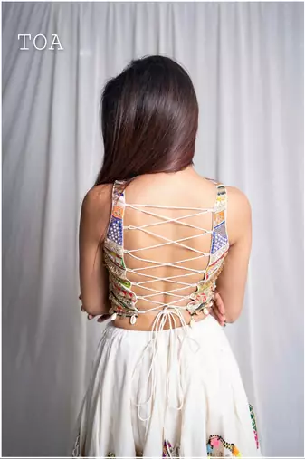 white embroidered cotton Lehenga with blouse